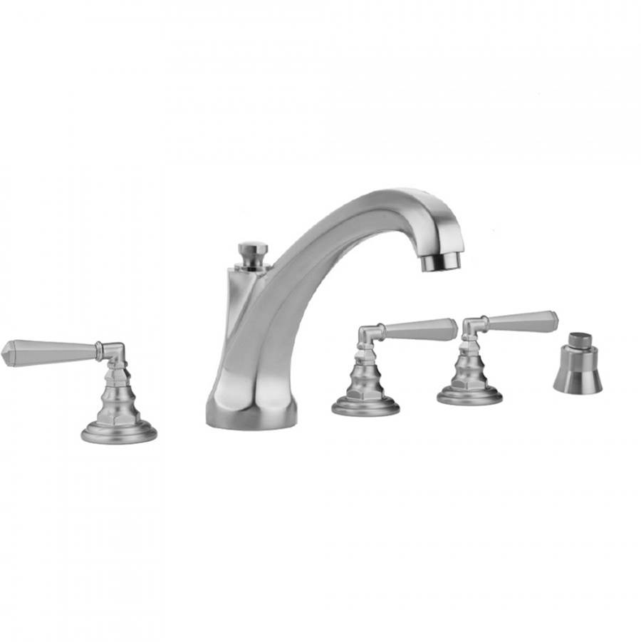 Jaclo Westfield Roman Tub Set with High Spout and Hex Lever Handles and Straight Handshower Mount