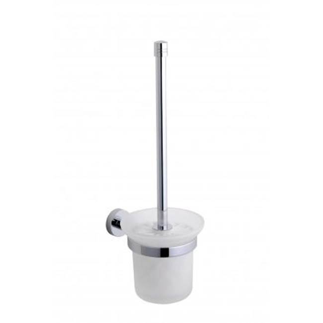 Kartners OSLO - Wall Mounted Toilet Brush Set with Frosted Glass-Polished Chrome