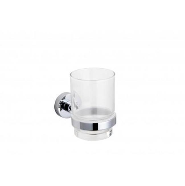 Kartners OSLO - Wall Mounted Bathroom Tumbler & Toothbrush Holder with Chrome Glass-Unlacquered Brass