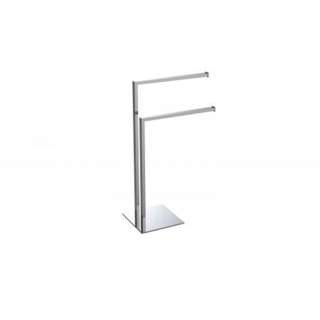 Kartners Free Standing - Square Double Towel Rail-Brushed Brass