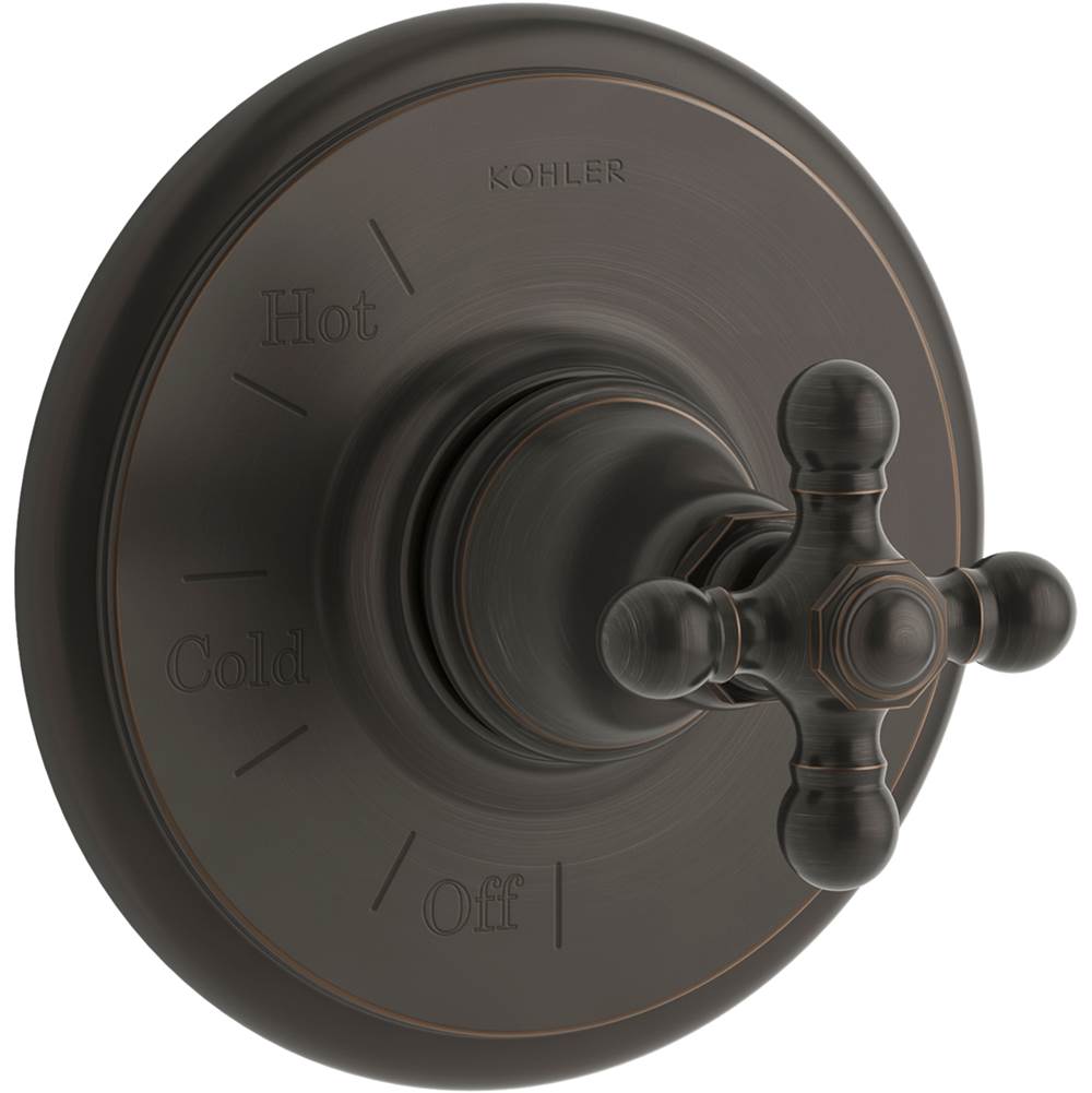 Kohler Artifacts® Rite-Temp(R) valve trim with cross handle