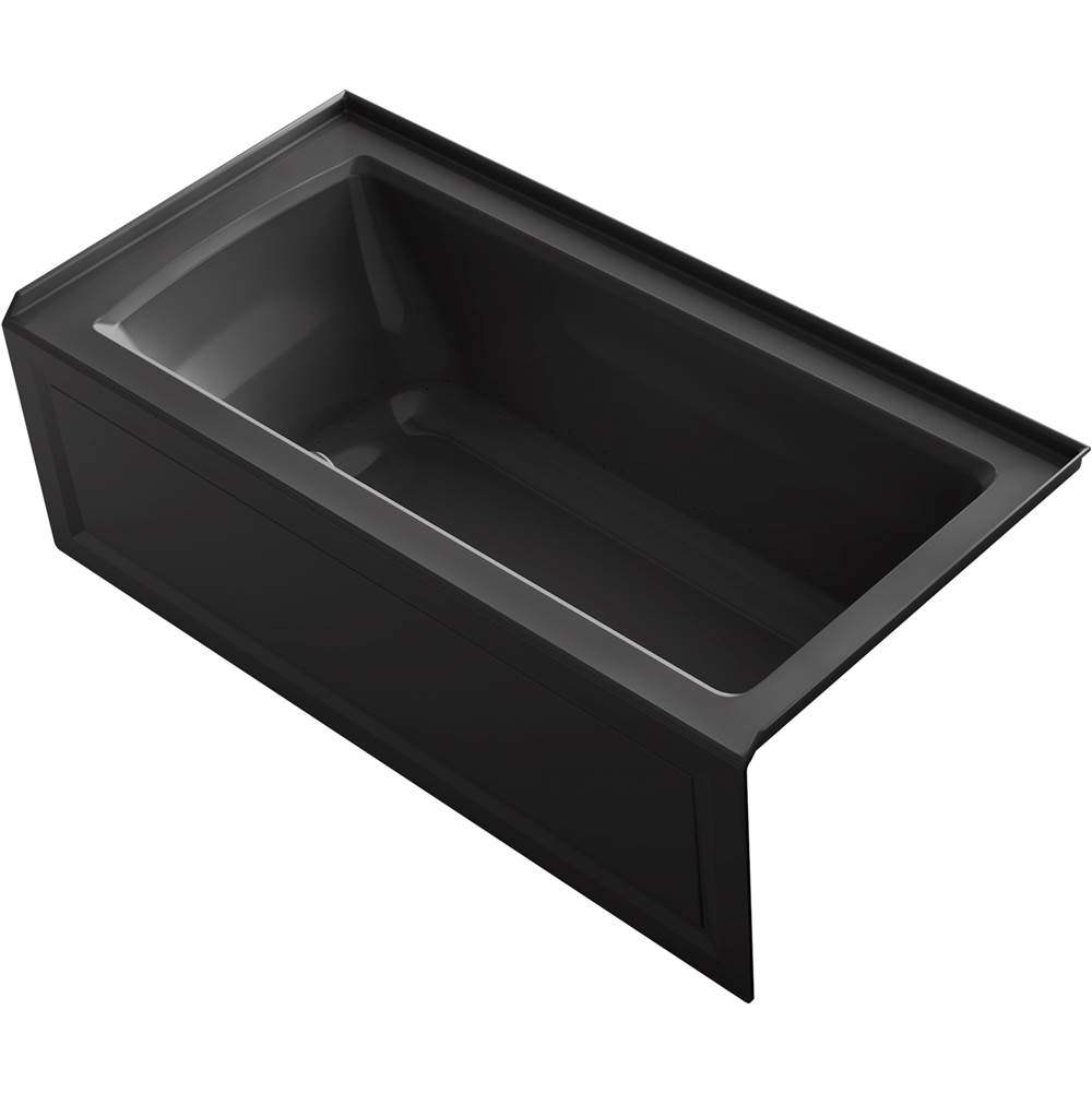 Kohler Archer® 60'' x 30'' alcove Heated BubbleMassage™ air bath with Bask® heated surface and right-hand drain