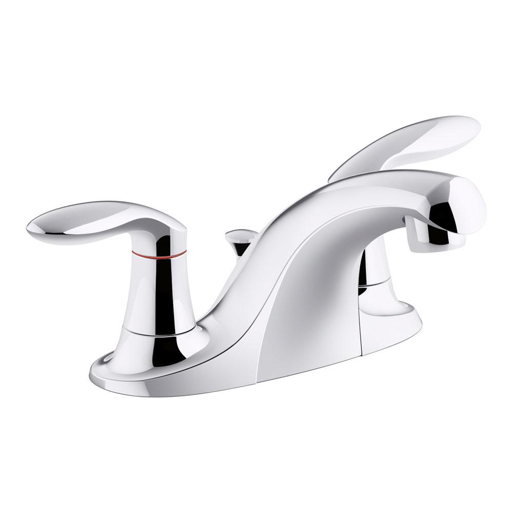 Kohler Coralais® two-handle centerset bathroom sink faucet with plastic pop-up drain and lift rod, project pack