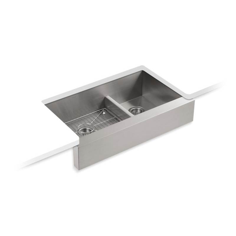 Kohler Vault™ 35-1/2'' x 21-1/4'' x 9-5/16'' Smart Divide® undermount double-bowl large/medium farmhouse kitchen sink for 36'' cabinet