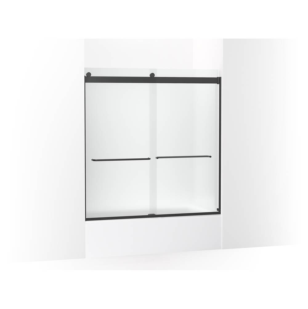 Kohler Levity Sliding Bath Door, 62-in H X 56-5/8 - 59-5/8-in W, with 1/4-in Thick Frosted Glass