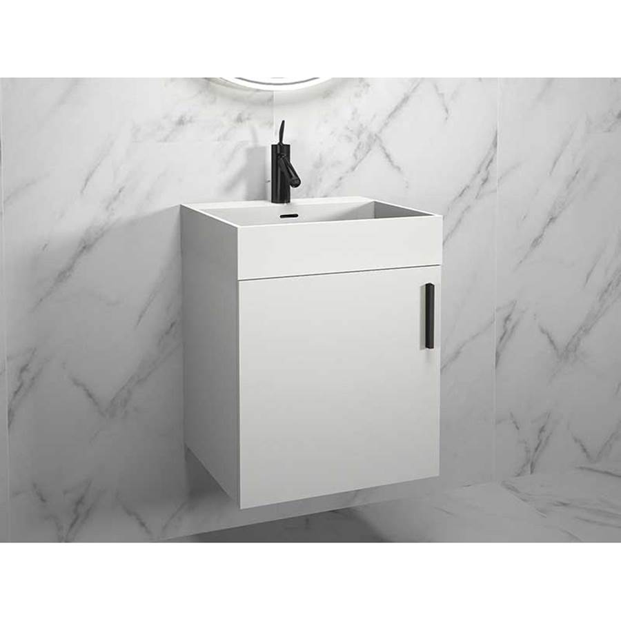 Madeli Compact 20''. White, Wall Hung Cabinet, Brushed Nickel Handle (X1), 19-11/16''X 18'' X 20''