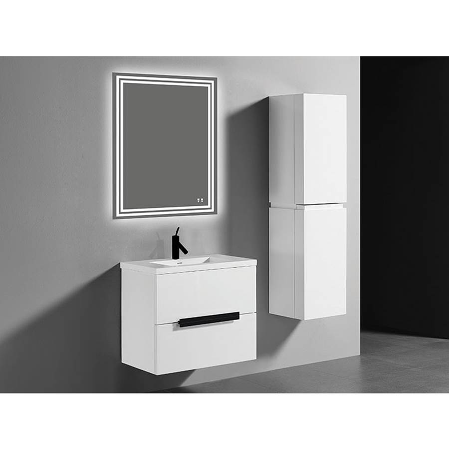 Madeli Urban 30''. White, Wall Hung Cabinet , Brushed Nickel Handles (X2), 29-5/8''X18''X24-3/8''