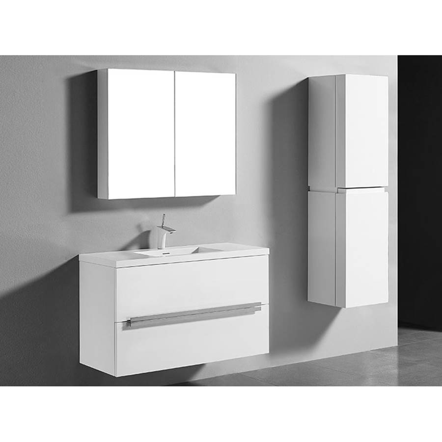 Madeli Urban 42''. White, Wall Hung Cabinet , Polished Nickel Handles (X2), 41-5/8''X18''X24-3/8''