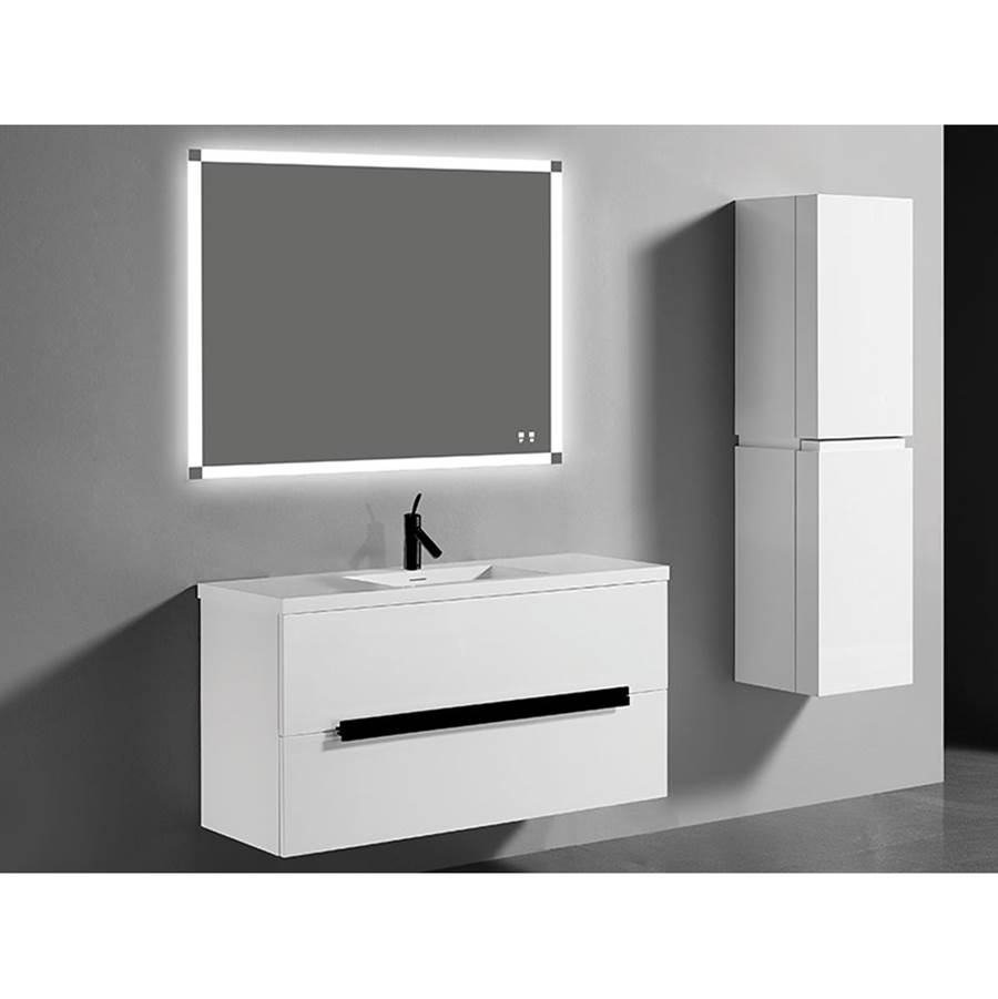 Madeli Urban 48''. White, Wall Hung Cabinet.1-Bowl, Polished Chrome Handles (X2), 47-5/8''X18''X24-3/8''