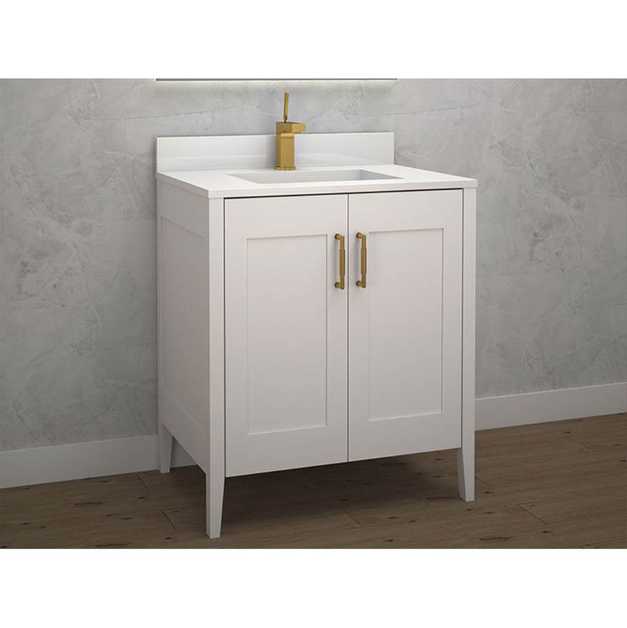 Madeli Encore 30''. White, Free Standing Cabinet, Brushed Nickel Handles (X2), 29-5/8''X 22''X 34''