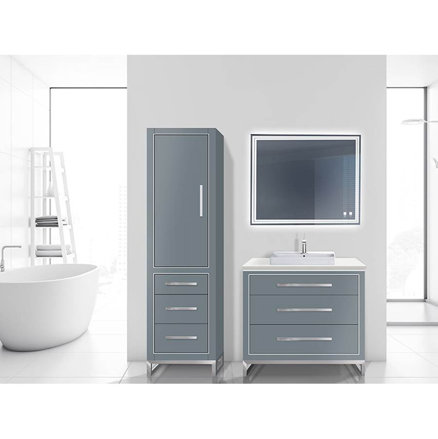 Madeli 20''W Estate Linen Cabinet, White. Free Standing, Left Hinged Door. Polished, Nickel Handle(X4)/S-Leg(X2)/Inlay, 20'' X 18'' X 76''