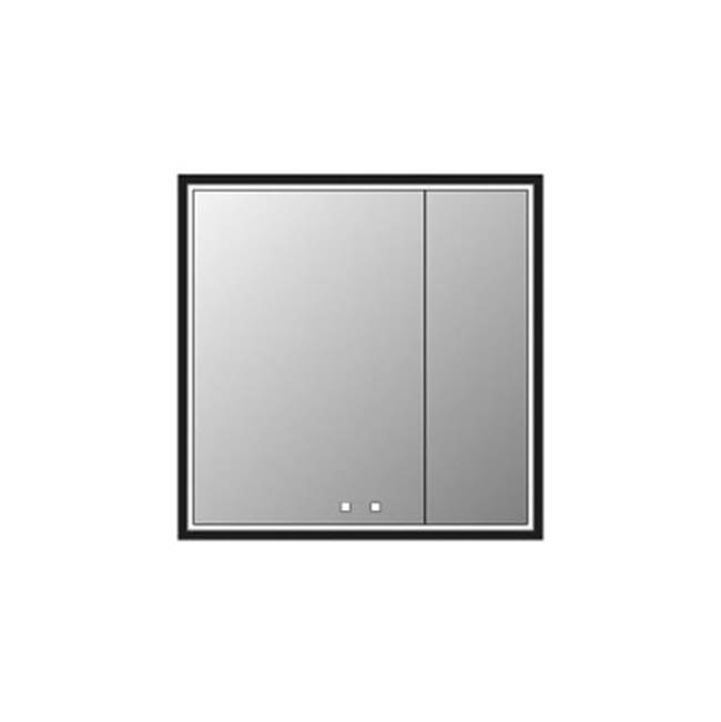 Madeli Illusion Lighted Mirrored Cabinet , 36''X 36''-24L/12R - Recessed Mount, Matte Black Frame-Lumen Touch+, Dimmer-Defogger-2700/4000 Kelvin
