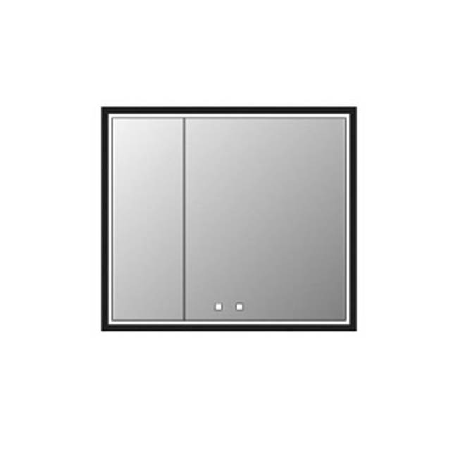 Madeli Illusion Lighted Mirrored Cabinet , 36''X 36''-12L/24R - Recessed Mount, Matte Black Frame-Lumen Touch+, Dimmer-Defogger-2700/4000 Kelvin