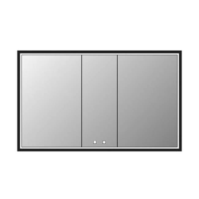 Madeli Illusion Lighted Mirrored Cabinet , 60X36''-24L/12L/24R-Recessed Mount, Matte Black Frame-Lumen Touch+, Dimmer-Defogger-2700/4000 Kelvin