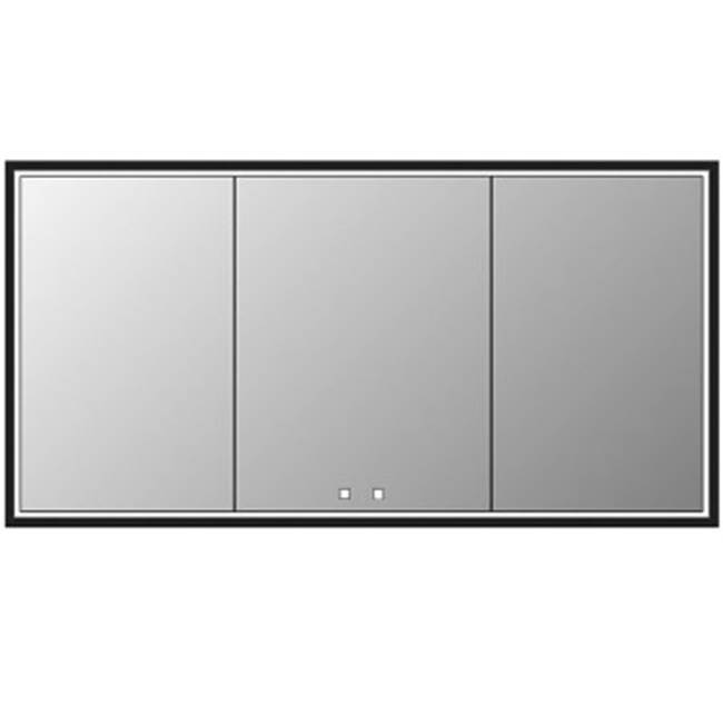 Madeli Illusion Lighted Mirrored Cabinet , 72X36''-24L/24L/24R-Recessed Mount, Satin Brass Frame-Lumen Touch+, Dimmer-Defogger-2700/4000 Kelvin