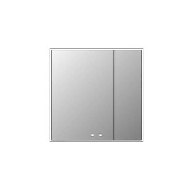 Madeli Vanguard Lighted Mirrored Cabinet , 35''X 35''-24L/12R-Surface Mount, Satin Brass Side Kit - Lumen Touch+, Dimmer-Defogger-2700/4000 Kelvin