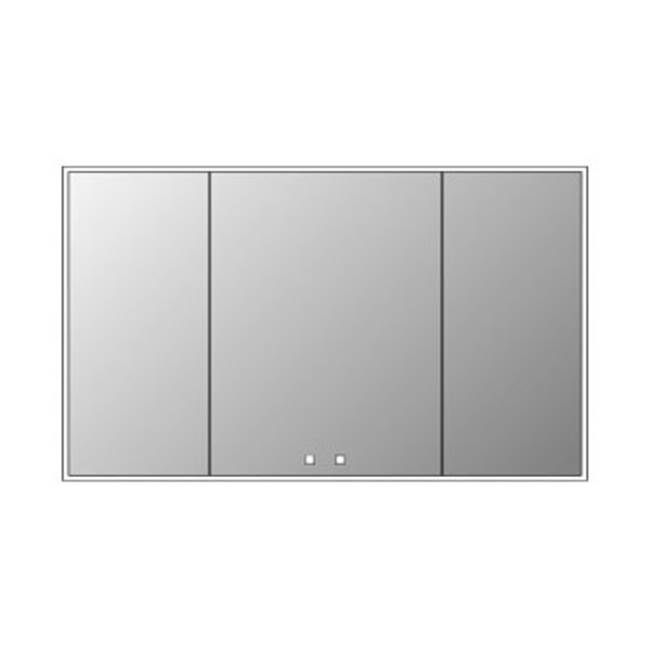 Madeli Vanguard Lighted Mirrored Cabinet , 59X35''-18L/24L/18R-Surface Mount, Satin Brass Side Kit - Lumen Touch+, Dimmer-Defogger-2700/4000 Kelvin