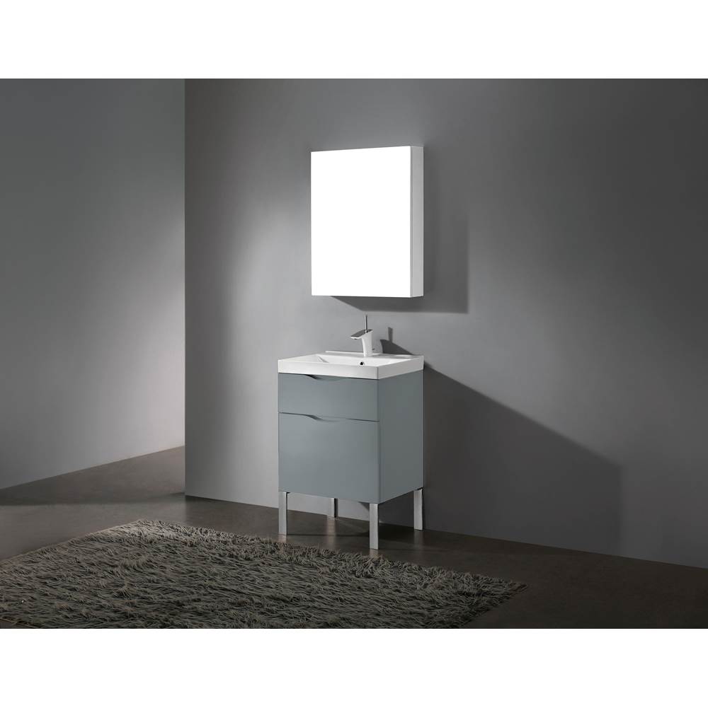 Madeli Milano 24''. Studio Grey, Free Standing Cabinet, Matte Black L-Legs (X4), 23-5/8''X18''X33-1/2''