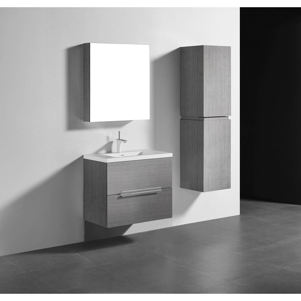 Madeli Urban 30''. Ash Grey, Wall Hung Cabinet , Polished Chrome Handles (X2), 29-5/8''X18''X24-3/8''