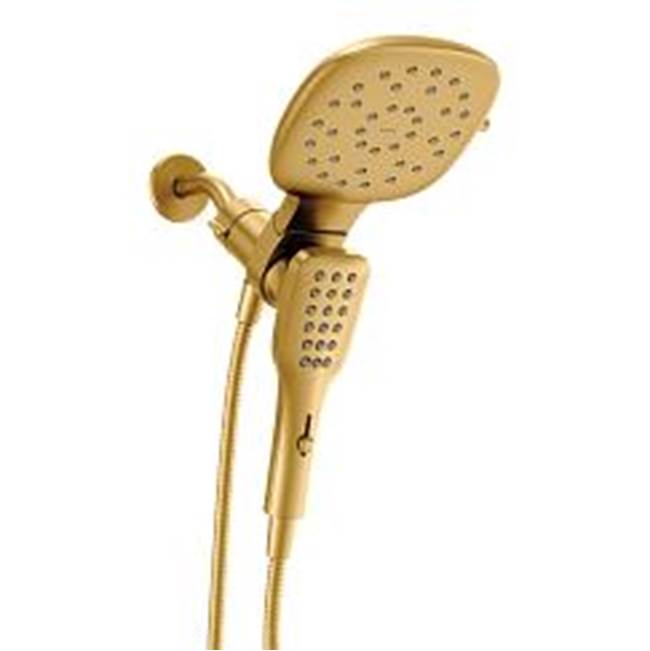 Moen Brushed gold eight-function 7'' diameter spray head standard with handshower