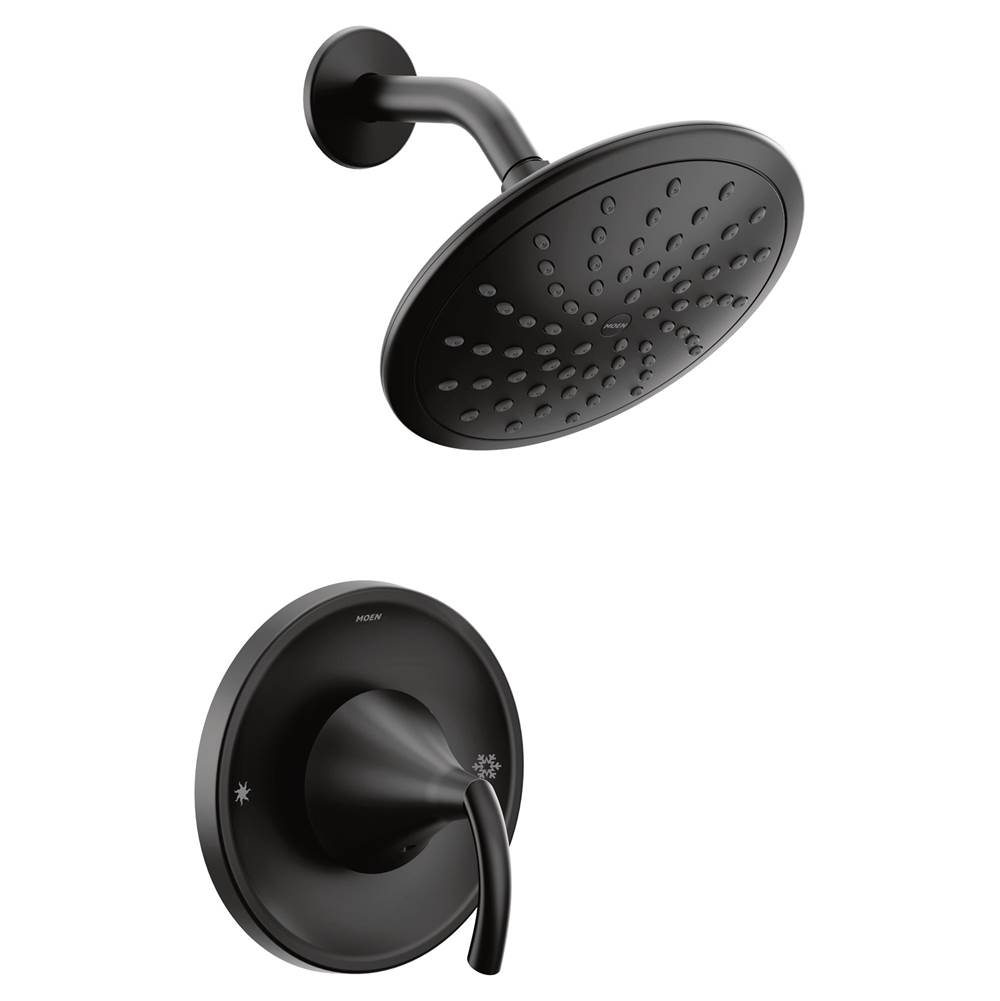 Moen Glyde Posi-Temp Rain Shower 1-Handle Shower Only Faucet Trim Kit in Matte Black (Valve Sold Separately)