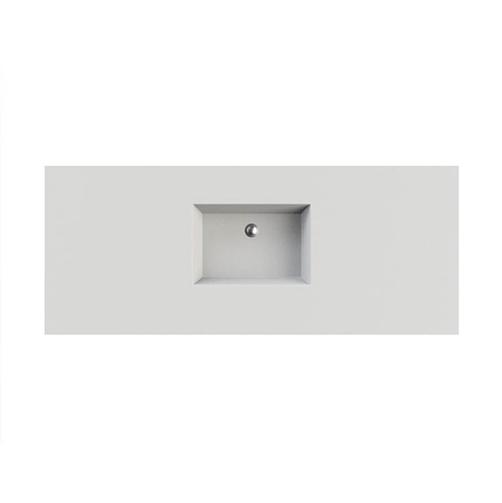 MTI Baths Petra 2 Sculpturestone Counter Sink Double Bowl Up To 80''- Gloss White