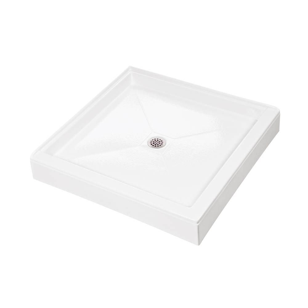 MTI Baths 3232 Acrylic Cxl Center Drain Dual 2-Sided Integral Tile Flange - Biscuit