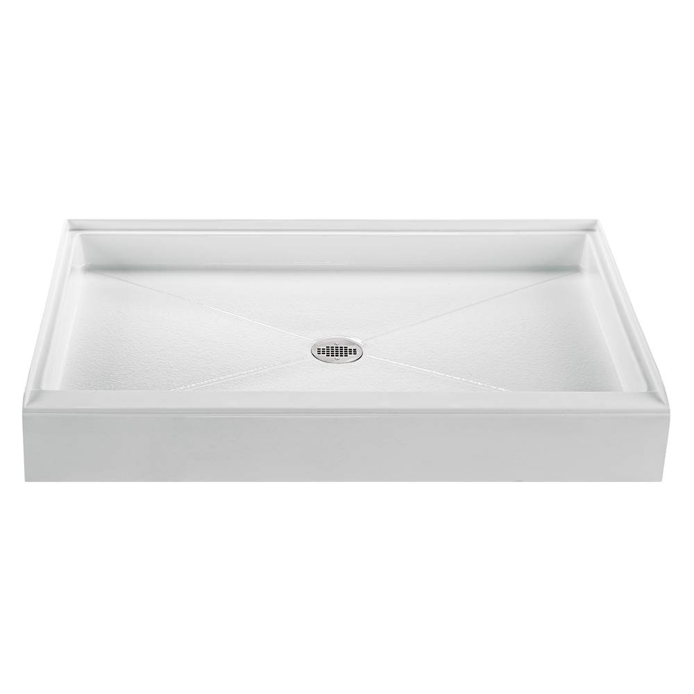 MTI Baths 4836 Acrylic Cxl Center Drain 48'' Threshold 3-Sided Integral Tile Flange - Biscuit