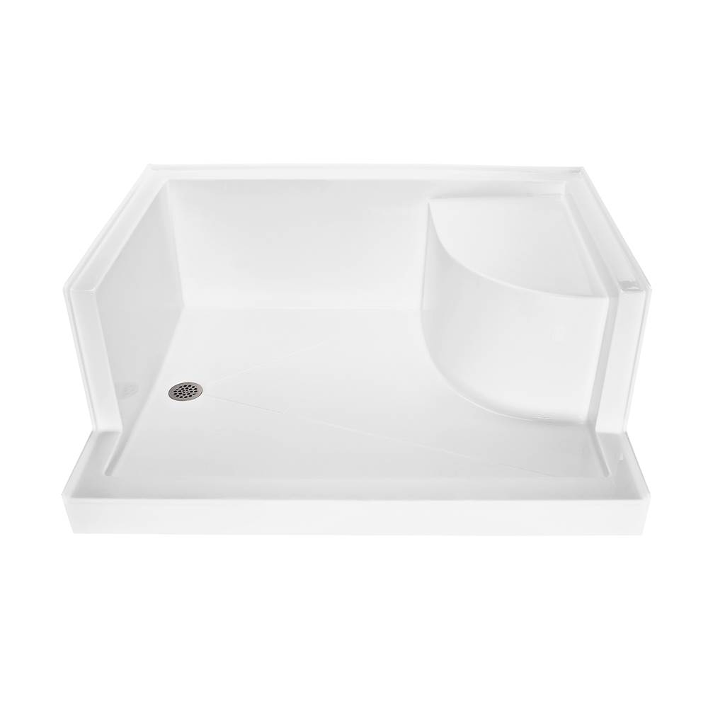 MTI Baths 6048 Acrylic Cxl Rh Drain Integral Seat/Tile Flange - White
