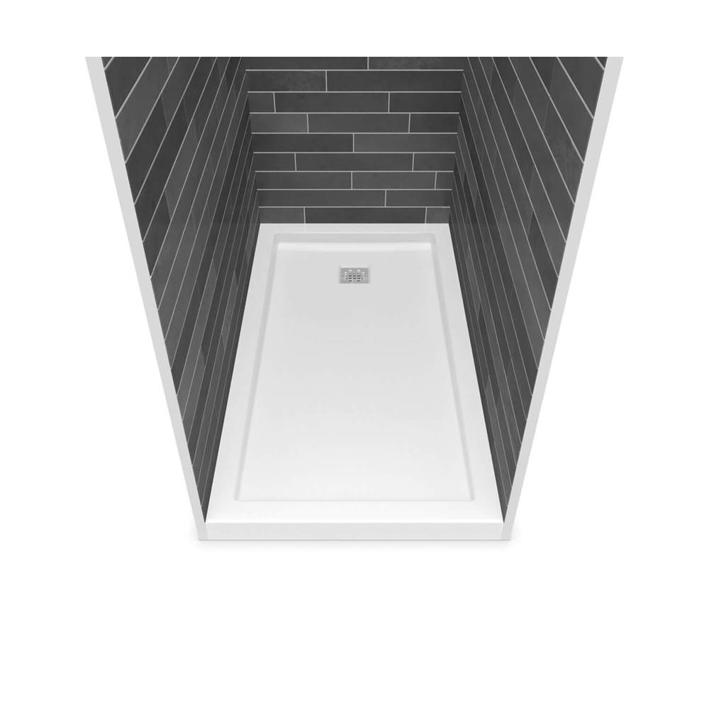 Maax B3Square 6030 Acrylic Alcove Deep Shower Base in White with Back End Drain
