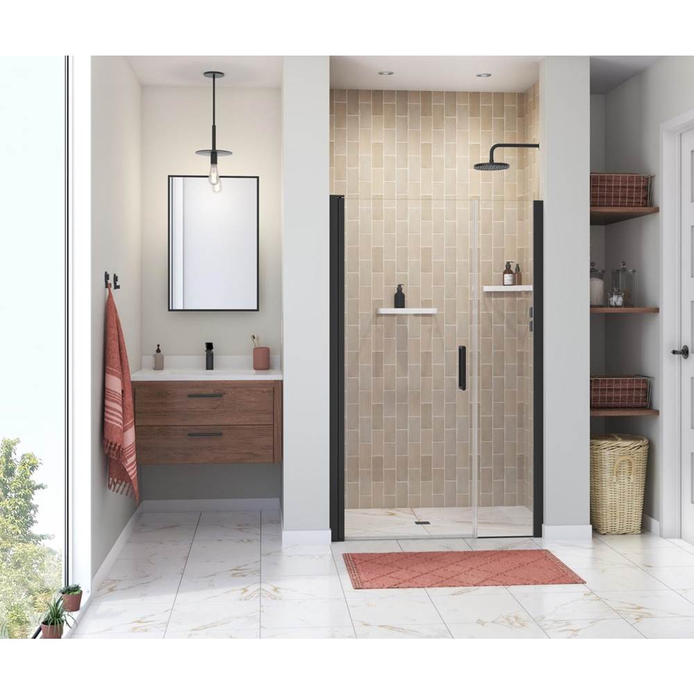 Maax Manhattan 45-47 x 68 in. 6 mm Pivot Shower Door for Alcove Installation with Clear glass & Round Handle in Matte Black