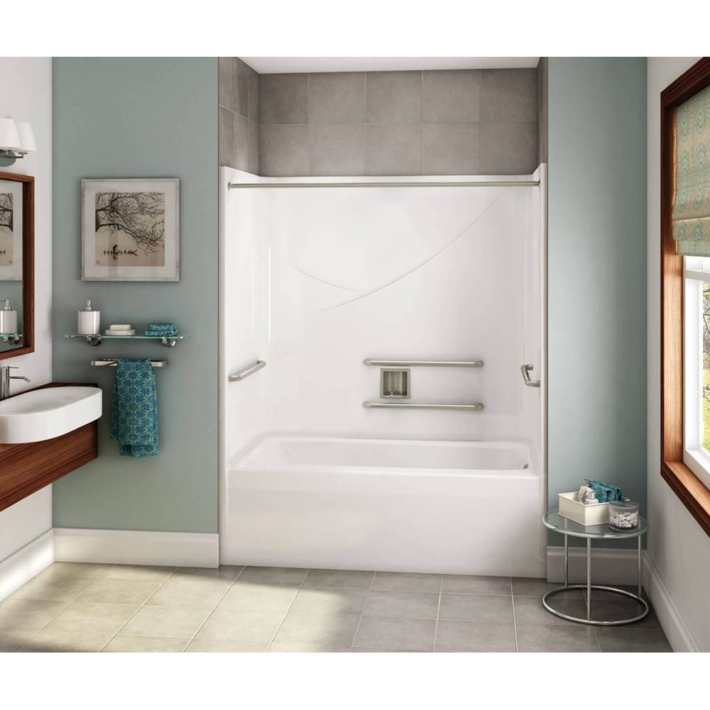 Maax OPTS-6032 - ADA Grab Bars AcrylX Alcove Right-Hand Drain One-Piece Tub Shower in White