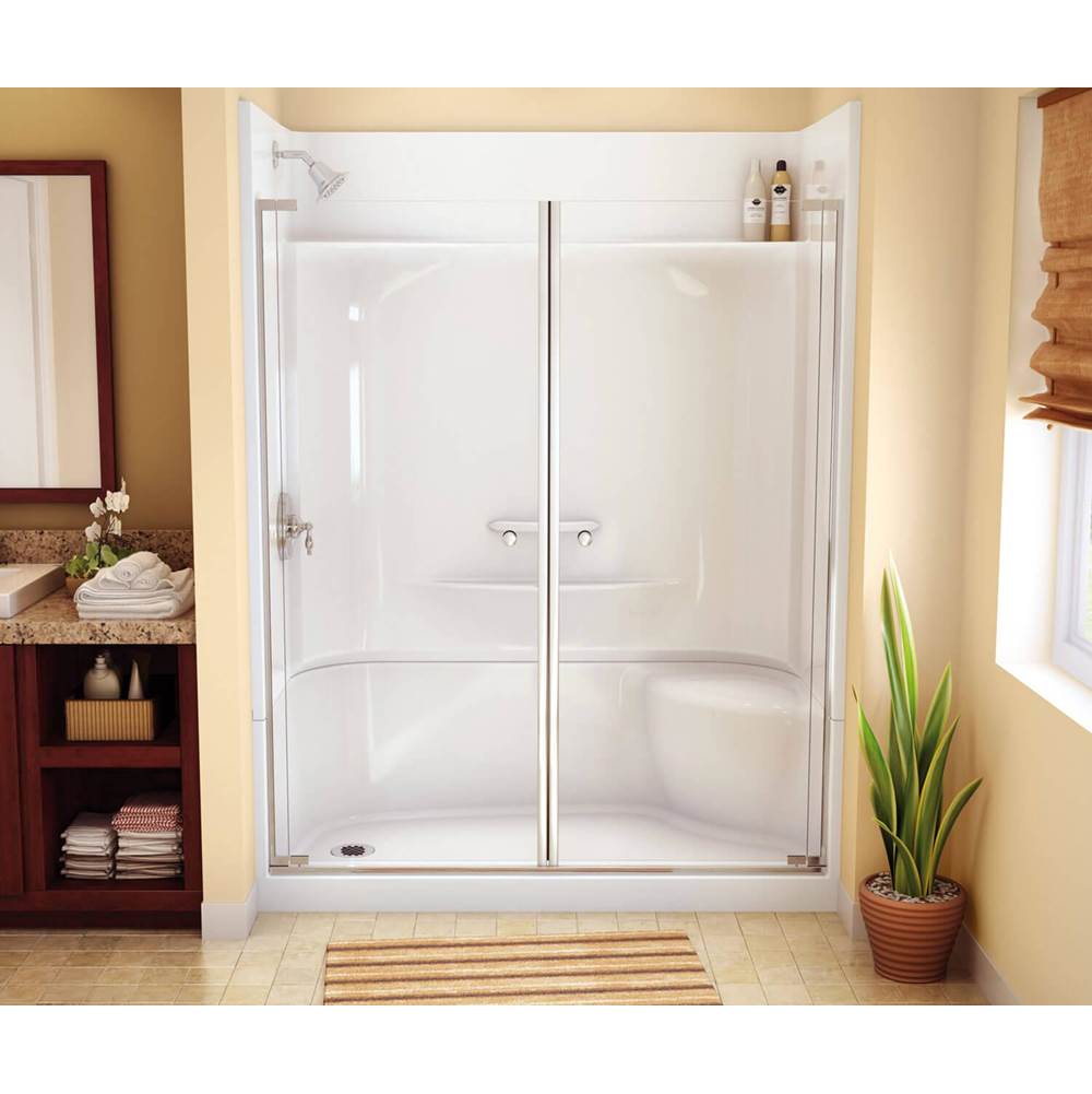 Maax KDS 3460 AcrylX Alcove Center Drain Four-Piece Shower in White