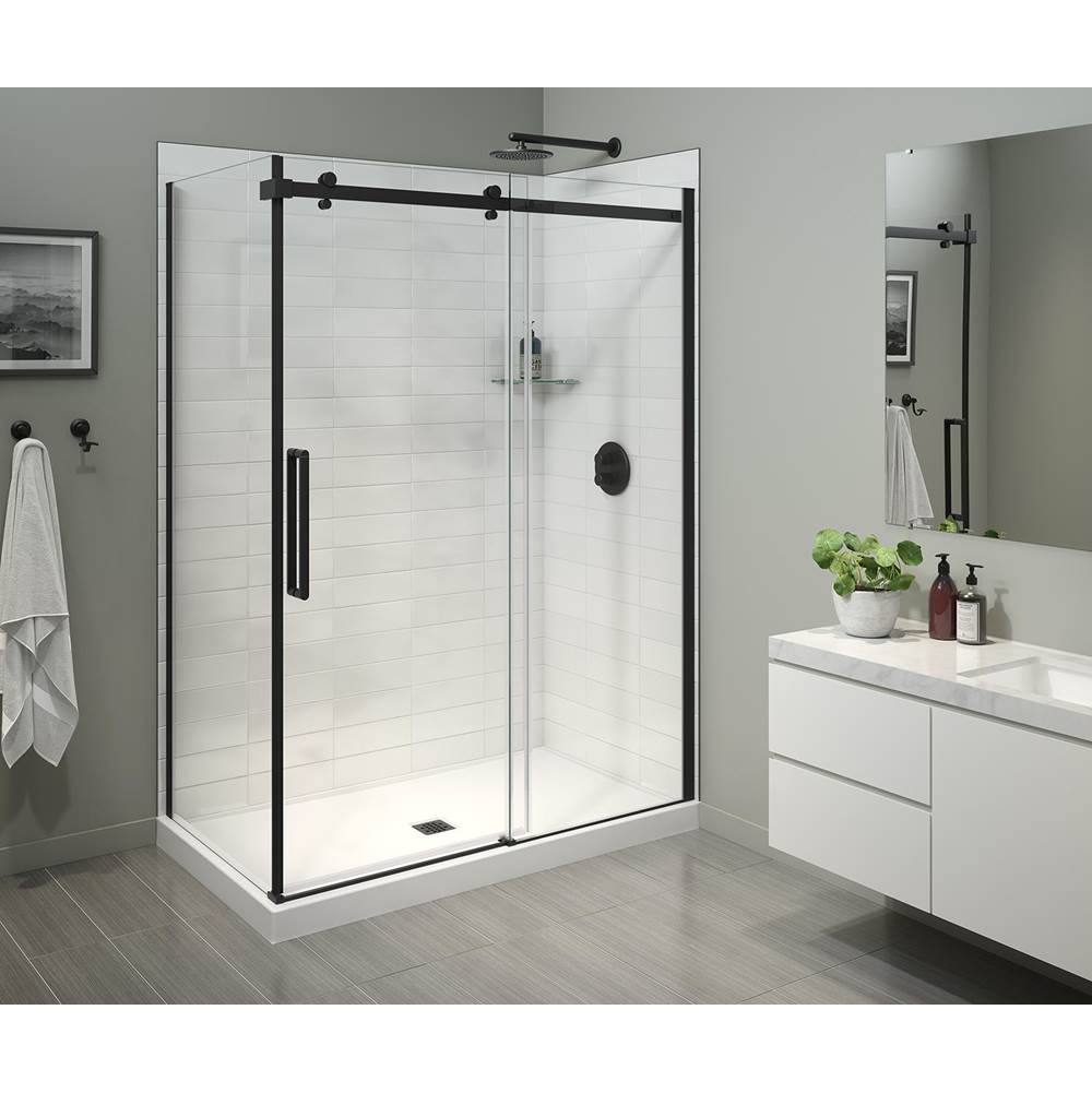 Maax Halo Pro 60 x 36 x 78 3/4 in Sliding Shower Door for Corner Installation with Clear glass in Matte Black