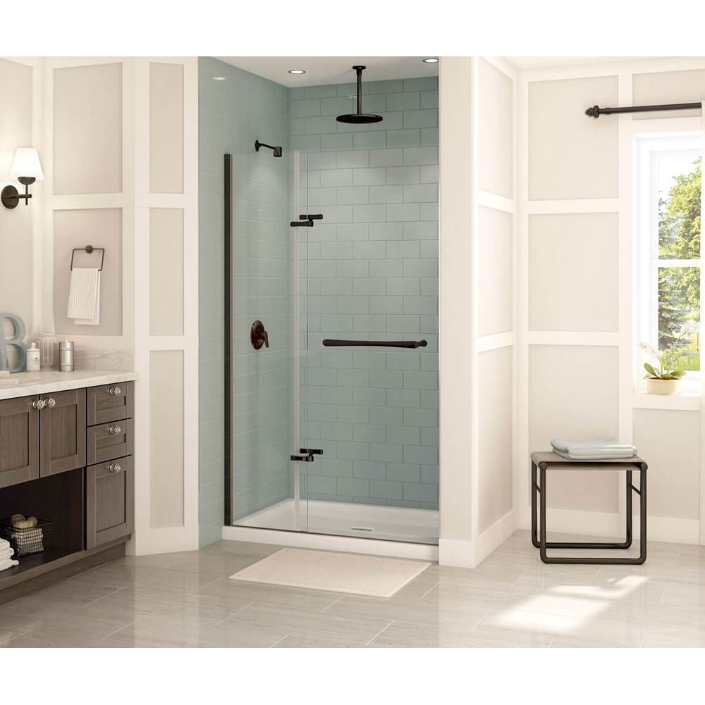 Maax Reveal 71 51 1/2-54 1/2 x 71 1/2 in. 8mm Pivot Shower Door for Alcove Installation with Clear glass in Dark Bronze