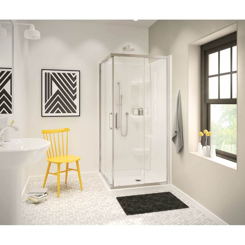 Maax Radia Square 36 x 36 x 71 1/2 in. 6mm Sliding Shower Door for Corner Installation with Clear glass in Brushed Nickel
