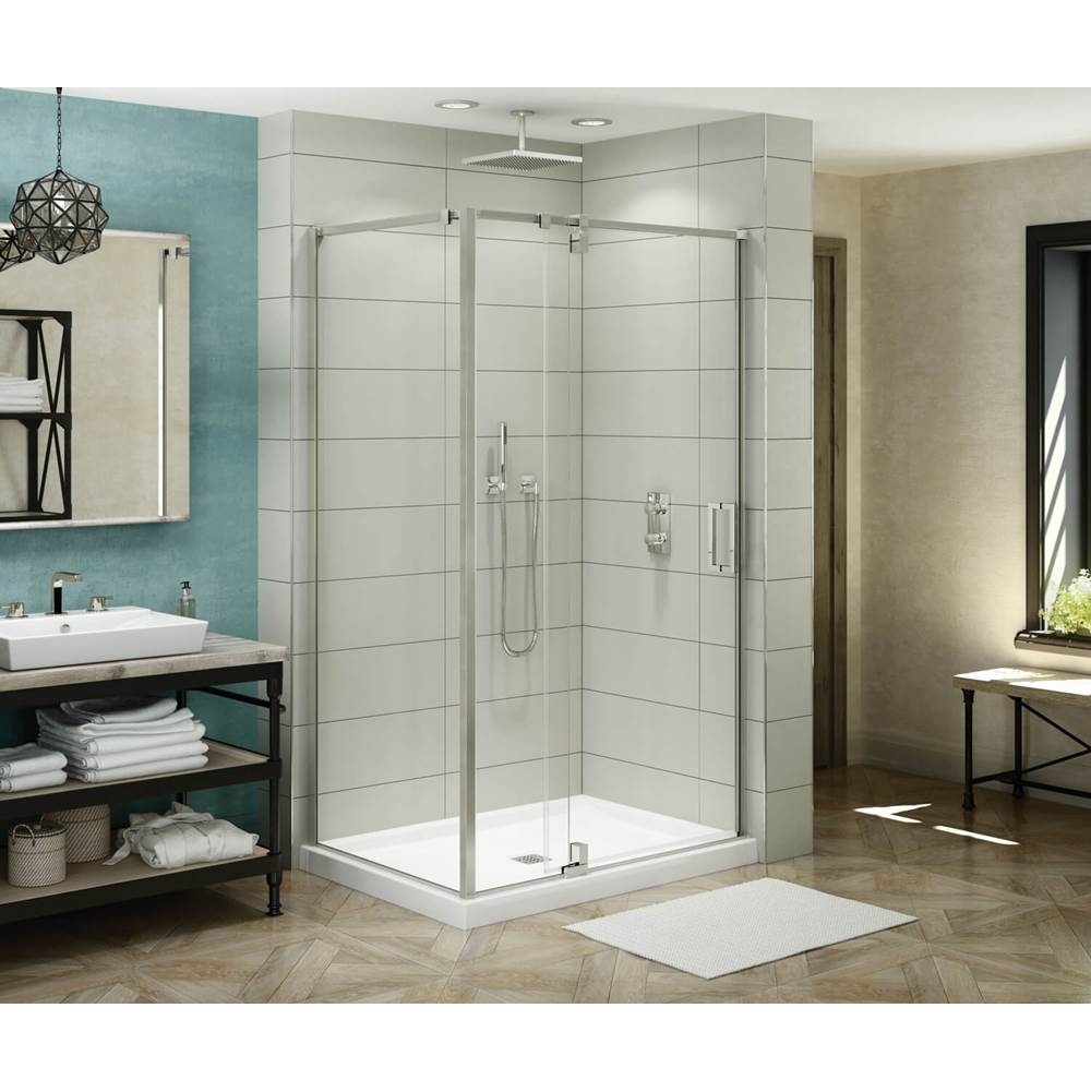 Maax ModulR 48 x 36 x 78 in. 8mm Pivot Shower Door for Corner Installation with Clear glass in Brushed Nickel