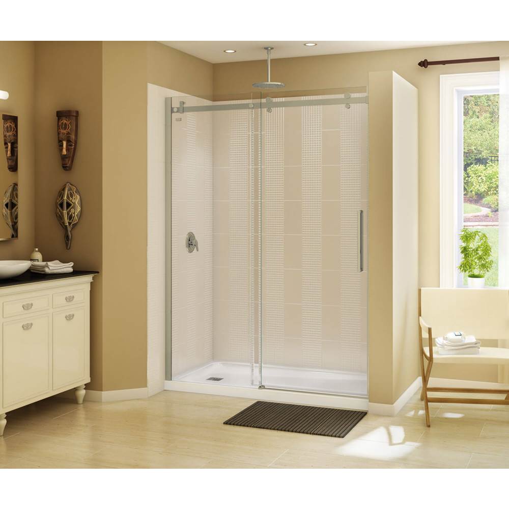 Maax Halo 56 1/2-59 x 78 3/4 in. 8mm Sliding Shower Door for Alcove Installation with Clear glass in Brushed Nickel
