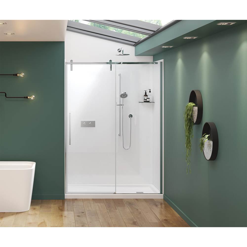 Maax Nebula 56 1/2-58 1/2 x 78 3/4 in. 8mm Sliding Shower Door for Alcove Installation with Clear glass in Chrome