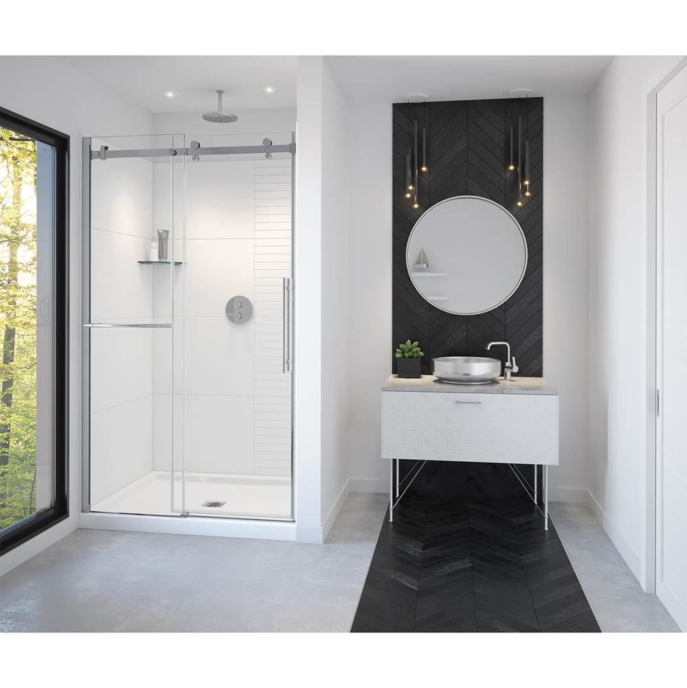 Maax Vela 44 1/2-47 x 78 3/4 in. 8mm Sliding Shower Door with Towel Bar for Alcove Installation with Clear glass in Chrome