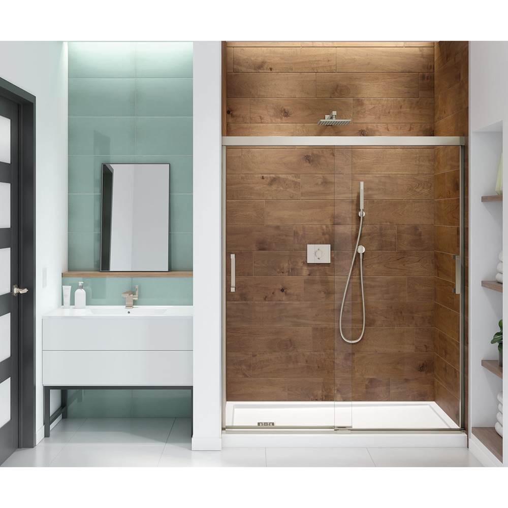 Maax Incognito 70 56-59 x 70 1/2 in. 6mm Sliding Shower Door for Alcove Installation with Clear glass in Brushed Nickel