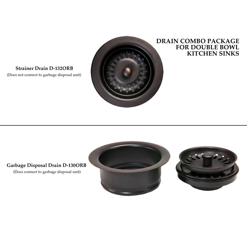 Premier Copper Products Drain Combination Package for Double Bowl Kitchen Sinks - Oil Rubbed Bronze