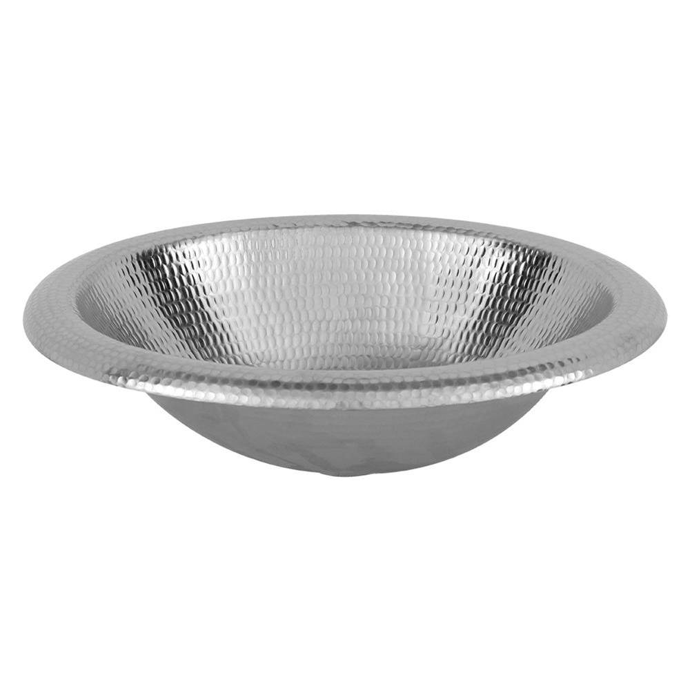 Premier Copper Products 18'' Wide Rim Oval Self Rimming Hammered Copper Bathroom Sink in Nickel