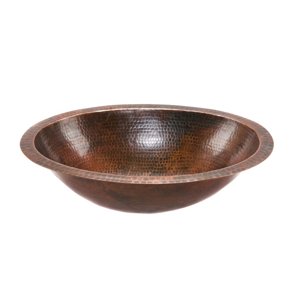 Premier Copper Products Oval Under Counter Hammered Copper Bathroom Sink