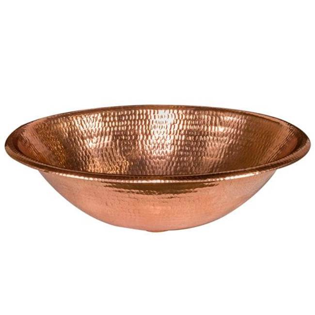 Premier Copper Products 19'' Oval Self Rimming Hammered Copper Bathroom Sink in Polished Copper