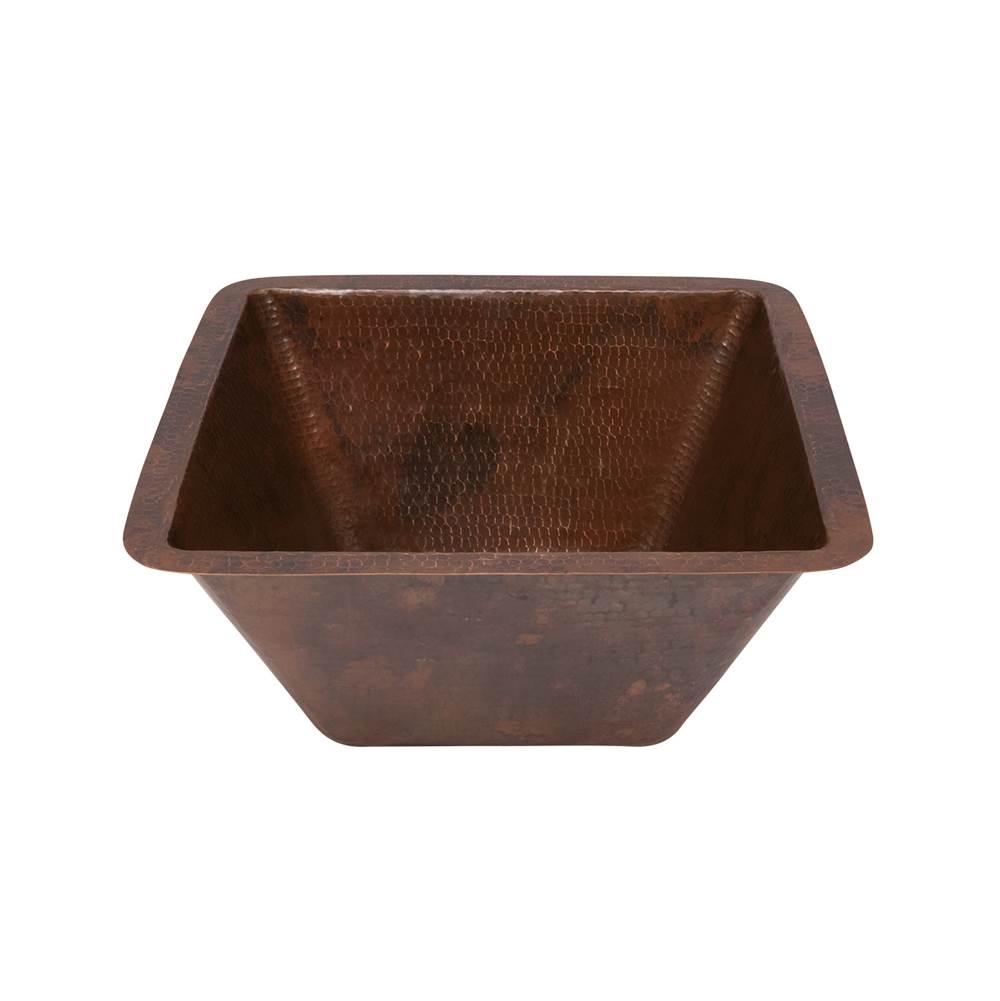 Premier Copper Products 15'' Square Under Counter Hammered Copper Bathroom Sink