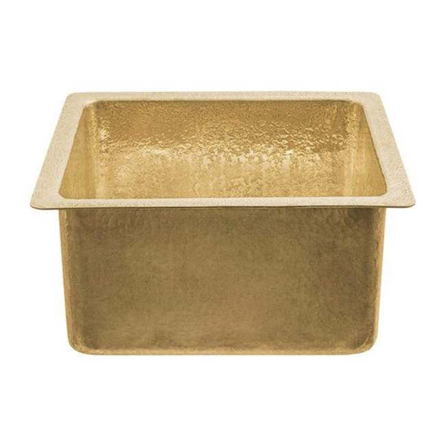Premier Copper Products 16'' Gourmet Rectangular Terra Firma Brass Bar/Prep Sink in Polished Brass w/ 3.5'' Drain Size
