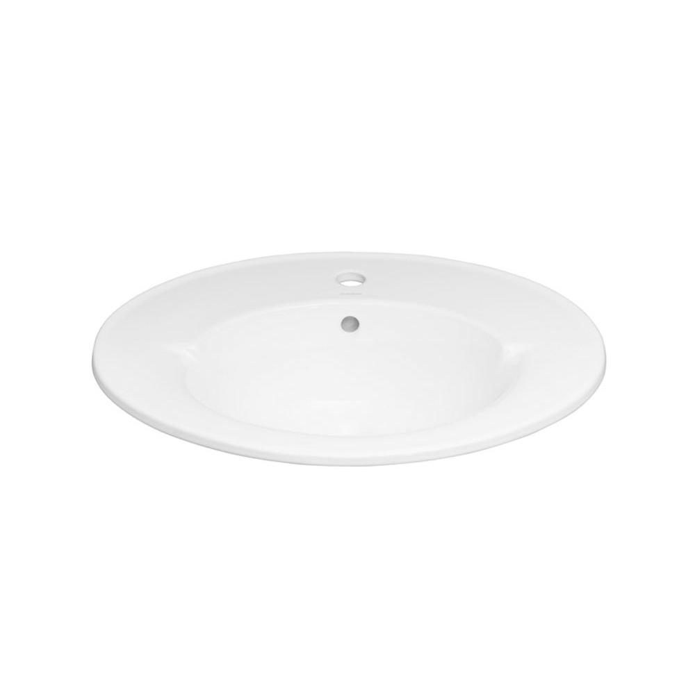 Ronbow 24'' Leonie Ceramic Drop-inBathroom Sink with Single Faucet Hole in White