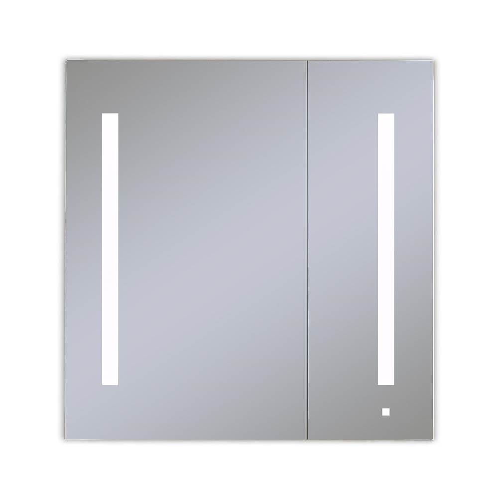 Robern AiO Lighted Cabinet, 30'' x 30'' x 4'', Two Door, LUM Lighting, 4000K Temperature (Cool Light), Dimmable, OM Audio, Electrical Outlet, USB Left Hinge