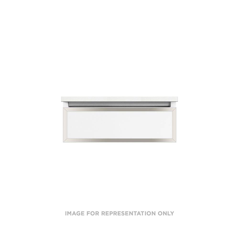 Robern Profiles Framed Vanity, 24'' x 7-1/2'' x 21'', Satin White, Polished Nickel Frame, Tip Out Drawer, Selectable Night Ligh